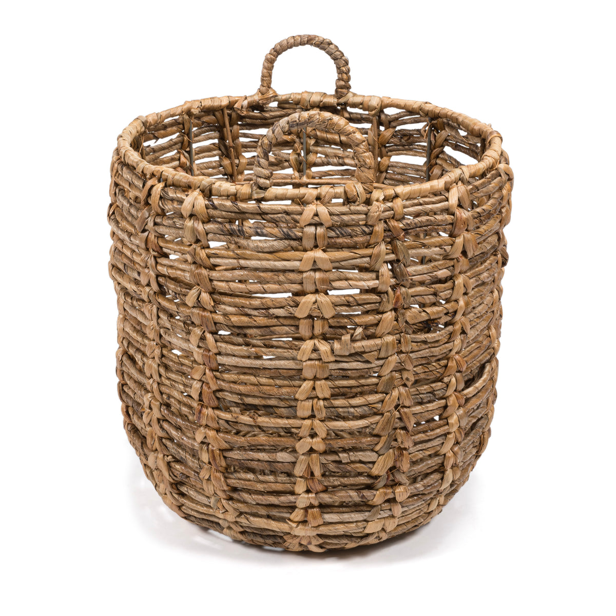 Laurel Bohemian Handwoven Abaca Hamper Basket with Handles