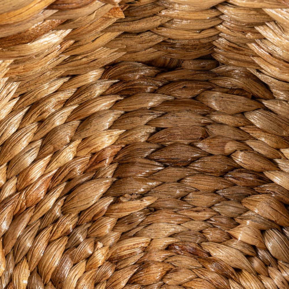 Gouda Southwestern Hand-Woven Hyacinth Circular Nesting Baskets with Wood Lids