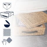 Chett Minimalist Hand-Woven Hyacinth/Wood Underbed Storage Bin with Wheels and Handles