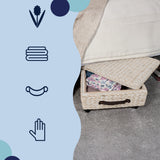 Chett Minimalist Hand-Woven Hyacinth/Wood Underbed Storage Bin with Wheels and Handles