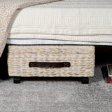 Chett Minimalist Hand-Woven Hyacinth/Wood Underbed Storage Bin with Wheels and Handles