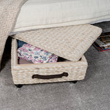 Chett Minimalist Hand-Woven Hyacinth/Wood Underbed Storage Bin with Wheels and Handles