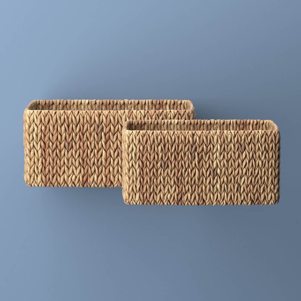 Leif Rustic Minimalist Hand-Woven Hyacinth Nesting Baskets with Handles