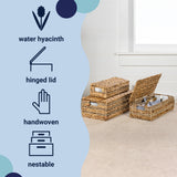 Cedar Classic Farmhouse Handwoven Hyacinth Storage Baskets with Handles and Lids