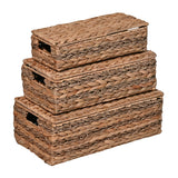 Cedar Classic Farmhouse Handwoven Hyacinth Storage Baskets with Handles and Lids