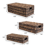 Cedar Classic Farmhouse Handwoven Hyacinth Storage Baskets with Handles and Lids