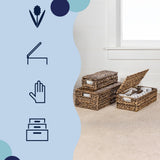 Cedar Classic Farmhouse Handwoven Hyacinth Storage Baskets with Handles and Lids