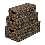 Cedar Classic Farmhouse Handwoven Hyacinth Storage Baskets with Handles and Lids