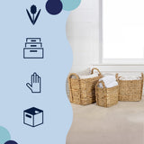 Granite Farmhouse Classic Handwoven Hyacinth Rectangle Storage Floor Baskets with Handles