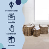 Granite Farmhouse Classic Handwoven Hyacinth Rectangle Storage Floor Baskets with Handles