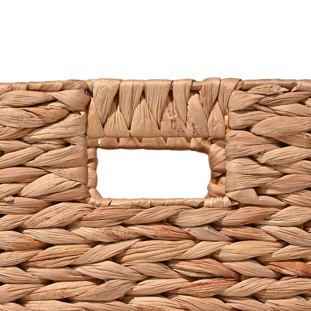 Fern Classic Farmhouse Handwoven Hyacinth Collapsible Storage Cube Baskets with Handles