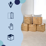 Fern Classic Farmhouse Handwoven Hyacinth Collapsible Storage Cube Baskets with Handles