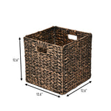 Fern Classic Farmhouse Handwoven Hyacinth Collapsible Storage Cube Baskets with Handles