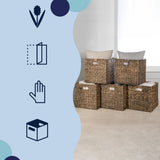 Fern Classic Farmhouse Handwoven Hyacinth Collapsible Storage Cube Baskets with Handles
