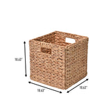 Fern Classic Farmhouse Handwoven Hyacinth Collapsible Storage Cube Baskets with Handles