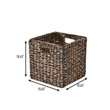 Fern Classic Farmhouse Handwoven Hyacinth Collapsible Storage Cube Baskets with Handles