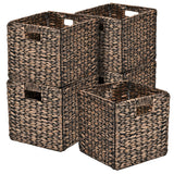 Fern Classic Farmhouse Handwoven Hyacinth Collapsible Storage Cube Baskets with Handles