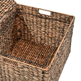 Snow 18.11" Classic Farmhouse Handwoven Hyacinth Rolling Filing Basket with Lid and 360 Degree Lockable Wheels