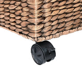 Snow 18.11" Classic Farmhouse Handwoven Hyacinth Rolling Filing Basket with Lid and 360 Degree Lockable Wheels