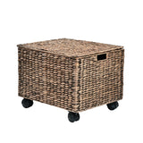 Snow 18.11" Classic Farmhouse Handwoven Hyacinth Rolling Filing Basket with Lid and 360 Degree Lockable Wheels
