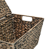 Blaze Classic Farmhouse Woven Hyacinth Rectangular Storage Baskets with Lids and Handles