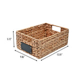 Ginger 12" Classic Farmhouse Handwoven Hyacinth Pantry Baskets with Chalkboard Labels and Handles