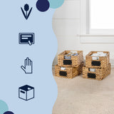 Ginger 12" Classic Farmhouse Handwoven Hyacinth Pantry Baskets with Chalkboard Labels and Handles