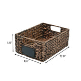 Ginger 12" Classic Farmhouse Handwoven Hyacinth Pantry Baskets with Chalkboard Labels and Handles