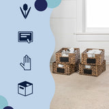 Ginger 12" Classic Farmhouse Handwoven Hyacinth Pantry Baskets with Chalkboard Labels and Handles