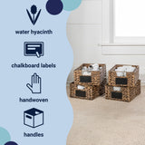 Ginger 12" Classic Farmhouse Handwoven Hyacinth Pantry Baskets with Chalkboard Labels and Handles