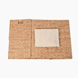 Deer 24" Classic Farmhouse Handwoven Hyacinth 2-Section Collapsible Laundry Hamper with Washable Liner