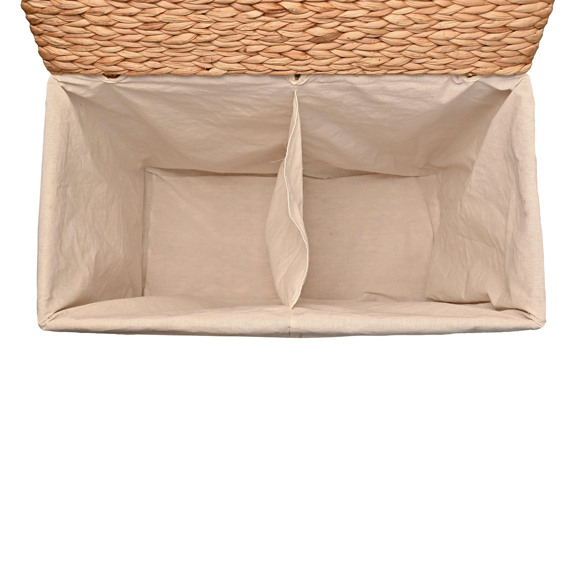Deer 24" Classic Farmhouse Handwoven Hyacinth 2-Section Collapsible Laundry Hamper with Washable Liner