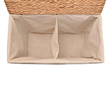 Deer 24" Classic Farmhouse Handwoven Hyacinth 2-Section Collapsible Laundry Hamper with Washable Liner