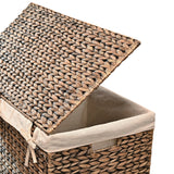 Deer 24" Classic Farmhouse Handwoven Hyacinth 2-Section Collapsible Laundry Hamper with Washable Liner