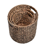 Ash Bohemian Cottage Handwoven Hyacinth Cylinder Nesting Baskets with Handles