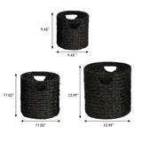 Ash Bohemian Cottage Handwoven Hyacinth Cylinder Nesting Baskets with Handles