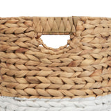 Ash Bohemian Cottage Handwoven Hyacinth Cylinder Nesting Baskets with Handles