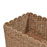 Haven Coastal Cottage Seagrass Scalloped Rectangular Organizing Storage Baskets