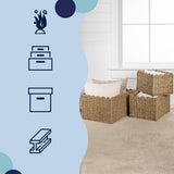 Haven Coastal Cottage Seagrass Scalloped Rectangular Organizing Storage Baskets