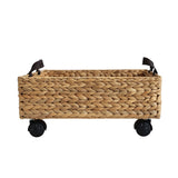 Adaline 18.11" Classic Farmhouse Handwoven Hyacinth Rectangular Underbed Storage Bin with Wheels and Handles