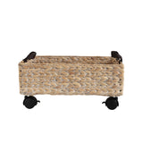 Adaline 18.11" Classic Farmhouse Handwoven Hyacinth Rectangular Underbed Storage Bin with Wheels and Handles