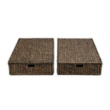 Holden 30" Classic Costal Hand-Woven Hyacinth Wicker Under Bed Storage Basket with Lid
