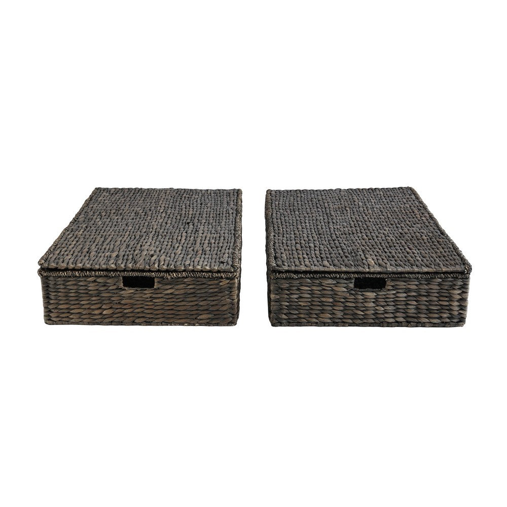Holden 30" Classic Costal Hand-Woven Hyacinth Wicker Under Bed Storage Basket with Lid
