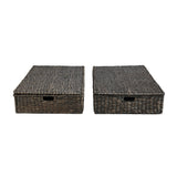 Holden 30" Classic Costal Hand-Woven Hyacinth Wicker Under Bed Storage Basket with Lid