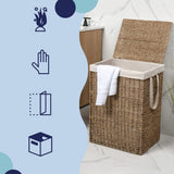 Sylven Coastal Bohemian Handwoven Seagrass Laundry Hamper 85L (22.5 Gallon) with Lid and Removable Liner