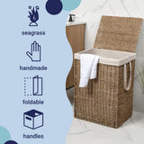 Sylven Coastal Bohemian Handwoven Seagrass Laundry Hamper 85L (22.5 Gallon) with Lid and Removable Liner