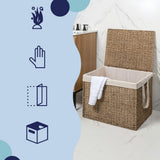 Sylven Coastal Bohemian Handwoven Seagrass Laundry Hamper 85L (22.5 Gallon) with Lid and Removable Liner
