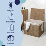 Sylven Coastal Bohemian Handwoven Seagrass Laundry Hamper 85L (22.5 Gallon) with Lid and Removable Liner