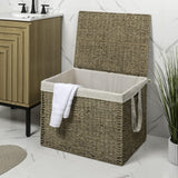 Sylven Coastal Bohemian Handwoven Seagrass Laundry Hamper 85L (22.5 Gallon) with Lid and Removable Liner