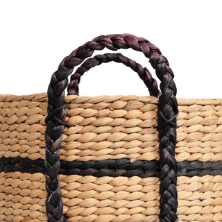 Nordleaf Rustic Cottage Stripe Handwoven Water Hyacinth Nesting Storage Baskets with Handles